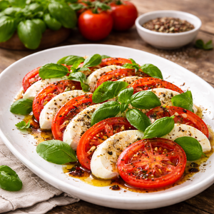 Tomate–Mozzarella mit frischem Basilikum & Aceto Balsamico di Modena IGP