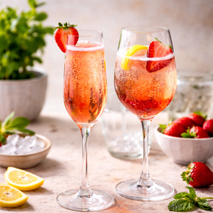 Fruchtiger Aperitif mit Erdbeer-Rhabarber-Balsamico