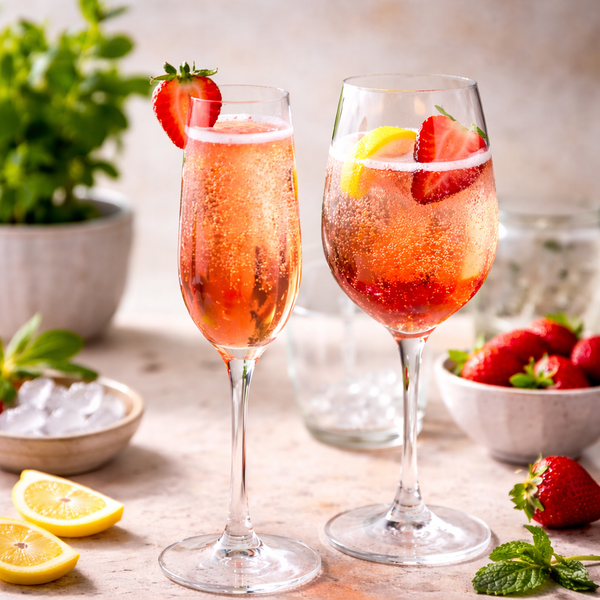 Fruchtiger Aperitif mit Erdbeer-Rhabarber-Balsamico